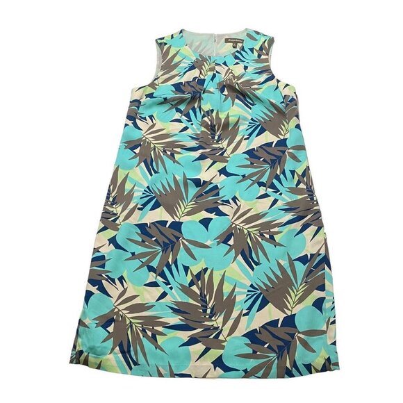 Tommy Bahama Women Blue 100% Silk Hawaiian Palm Leaves Floral Sheath Dress Sz 8 - Picture 8 of 15